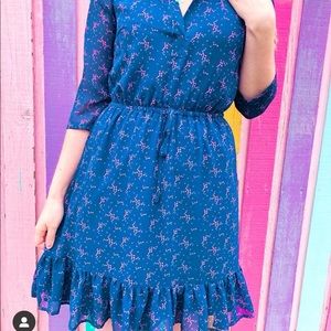 Chiffon shirt dress with ruffle hem